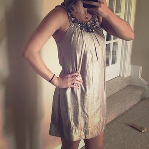 Metallic Banquet Dress with Jewels